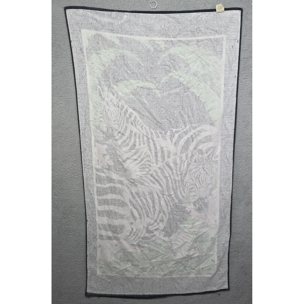 Vintage Hilasal Zebra Beach Towel‎ Pool Black White Pink Tropical Beach 60x32